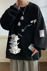 圆领卫衣男大码加厚加绒长袖t恤男S6115-P28加绒款-P33，男装卫衣，电商A040