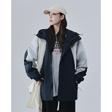 2024春秋新款冲锋衣连帽夹克户外工装日系百搭撞色外套JK2363-P75，男装夹克，电商A128