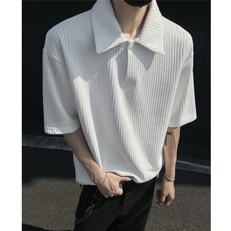 夏装2025新品300克重磅坑条翻领POLO衫男装夏季短袖T恤S403-特P38,男装T恤,电商A233-1