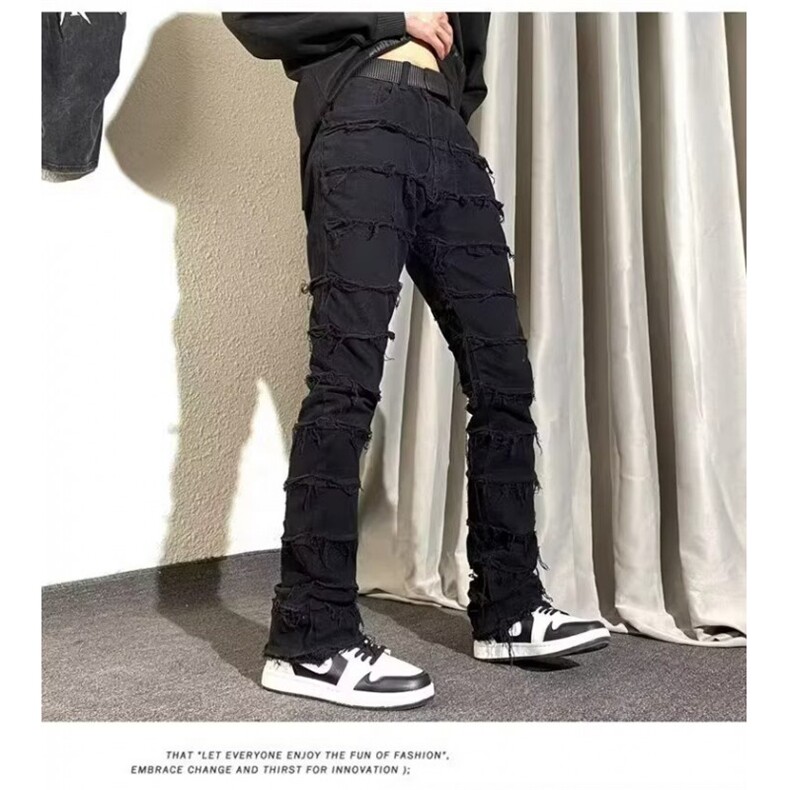 美式糜烂破坏毛边高街牛仔裤M5150-P60,男装牛仔裤,星座1109-3