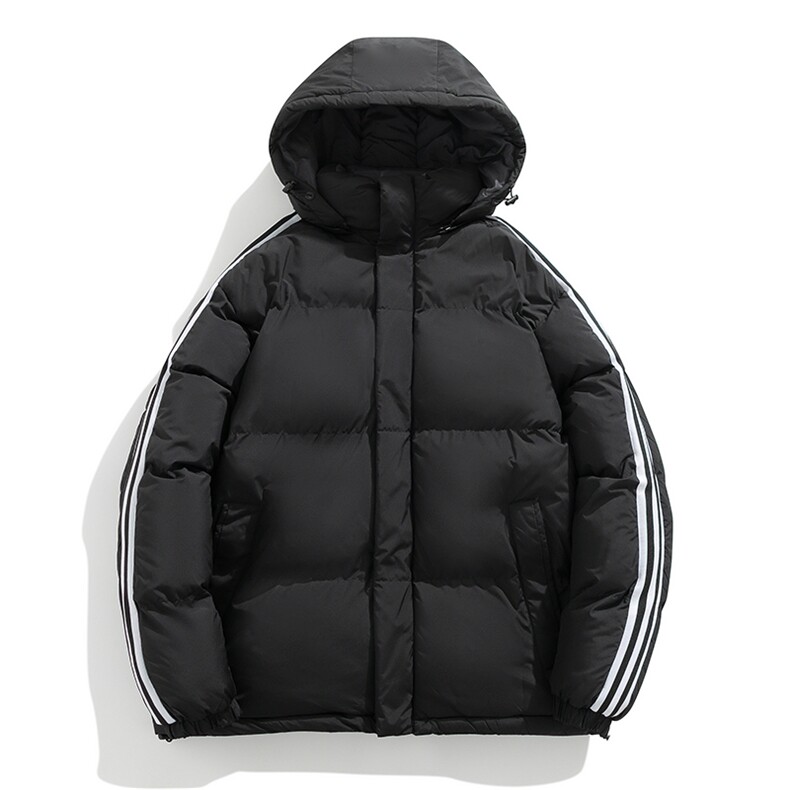 新款棉服冬季三条杠加厚连帽面包服情侣装韩版宽松棉袄MY3972-P90,男装棉衣,电商A128