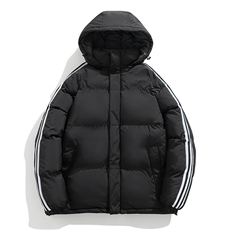 新款棉服冬季三条杠加厚连帽面包服情侣装韩版宽松棉袄MY3972-P90，男装棉衣，电商A128