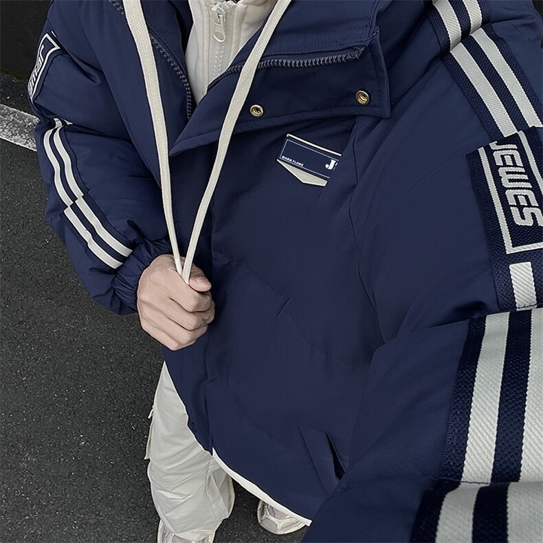 CC882-P108纯色秋冬假两件棉衣条纹织带美式棉服加厚港风,男装棉衣,星座405-3