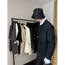秋冬款复古毛边设计感垫肩cleanfit小香风毛呢外套男痞帅呢子夹克，男装夹克，四季星座505
