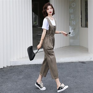 2025新款减龄洋气时尚背带裤女秋宽松显瘦休闲裤小个子，女装牛仔裤，梦懿尔