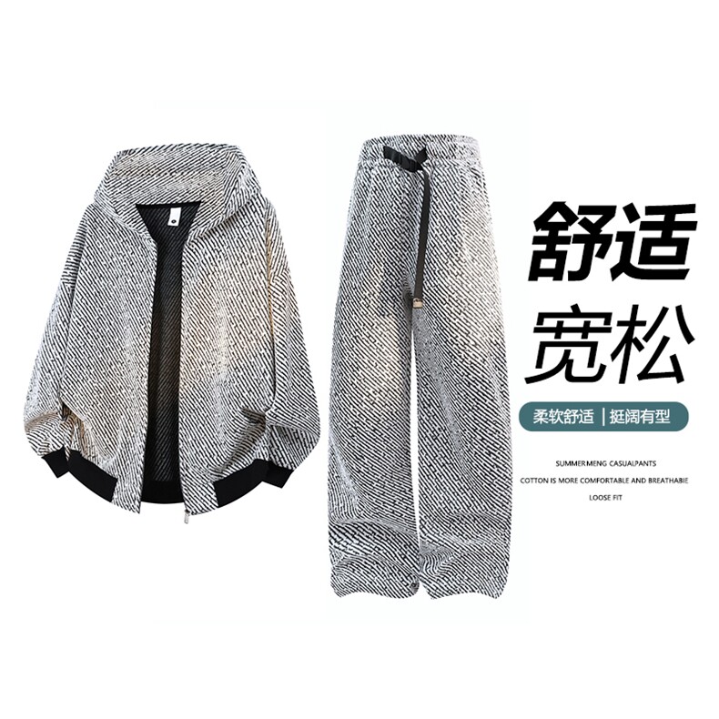 主推满天星连帽开衫卫衣外套直筒裤套装两件套TZ2568M-5XL,男装休闲套装,星座210-1