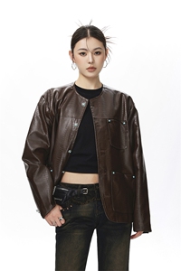 可二开无影墙绿宝石扣大码M-5XL鳄鱼皮蛇纹夹克女JK78066P85控138图片