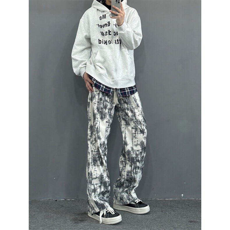 聚酯纤维-YK86021-加绒P40常规P25抖音扎染灯芯绒卫裤秋,男装休闲裤,电商A086-1