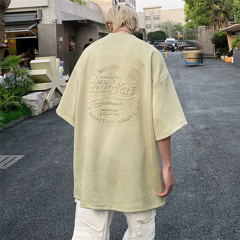 夏季重磅麂皮绒美式钢印短袖T恤M~5XLXZ604-DT307-P45控58,男装T恤,星座604