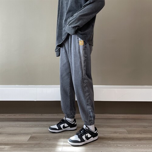 束脚牛仔裤男春夏季ins深蓝色青少年宽松哈伦S-3XL长裤K2141-P42,男装牛仔裤,星座512-2