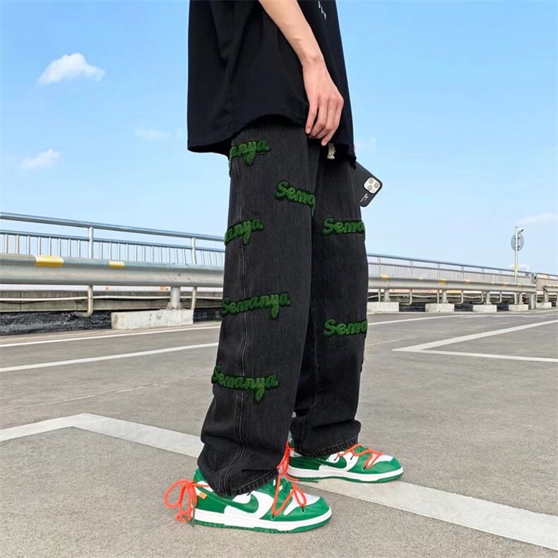 复古vibe高街直筒牛仔裤男女春季ins潮牌设计感阔腿裤子N7101-P53,男装牛仔裤,星座1008