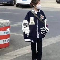 1506-1/JA141/P73街头棒球服女春秋新款毛巾绣飞行员夹克百搭时间，男装夹克，星座1506-1