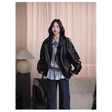 高级感加绒皮衣外套痞帅街头机车服韩PU皮夹克衫Y1027-P108网图，女装皮衣，电商B245