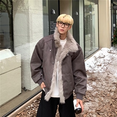 美式高街座山雕棉服男款冬季加厚连帽毛领外套高级感痞帅夹克棉衣，男装夹克，星座506A