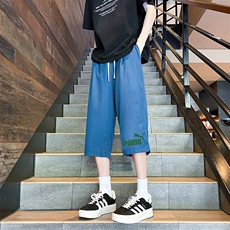 QK72227-P25冰丝七分裤男大码速干短裤男五分裤港风风格，男装休闲裤，电商A040