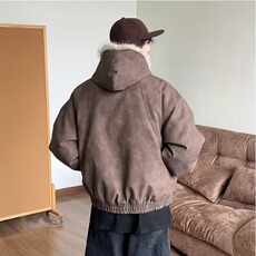 美式复古男女外套秋冬季潮牌痞帅炸街毛领连帽棉服加厚座山雕夹克，男装夹克，星座715-4