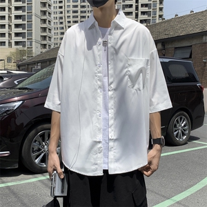 痞帅衬衫男短袖港风日系休闲宽松工装衬衣韩版百搭外套CS0312-P30图片