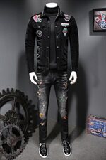 7126冬季新款潮男个性翻领羽绒服个性徽章刺绣白鸭绒外套P315，男装羽绒服，钱塘2010-1