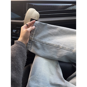 B221美式ins高街暗黑重工艺宽松微喇牛仔裤LK24388-P55控78图片