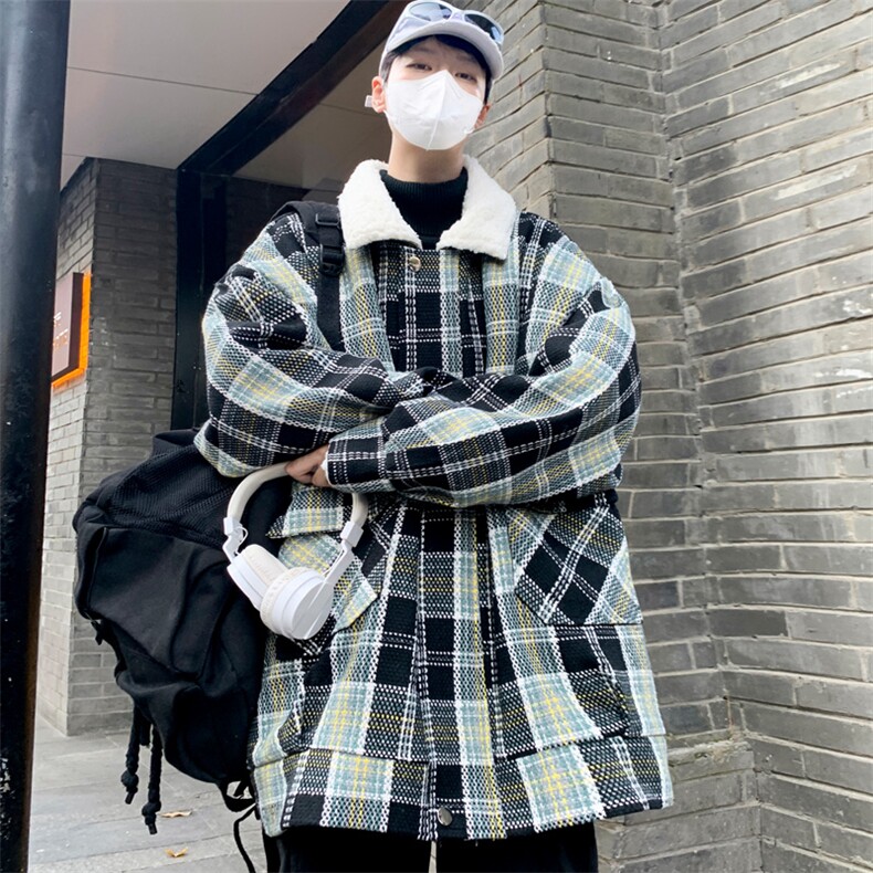 羊羔毛加绒加厚棉服外套男冬季百搭情侣棉衣M166P115控148,男装棉衣,电商A157