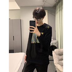 已有版权自家图纯棉情侣宽松圆领刺绣卫衣T恤男女WY18-特P35控58，男装T恤，星座205-5