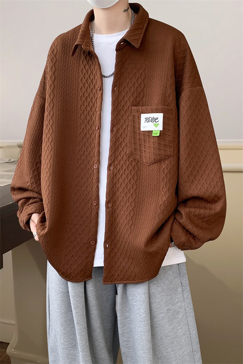 2025春季衬衫男新款提花港风宽松大码长袖衬衣CS027-P45,男装衬衫,星座214-3