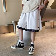 夏季假两件排扣短裤 宽松直筒五分裤 A125-6607-P35图片