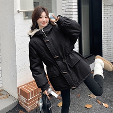 现货牛角扣加厚羊羔毛连帽休闲派克服5832-P275-K408，女装派克服，2C159