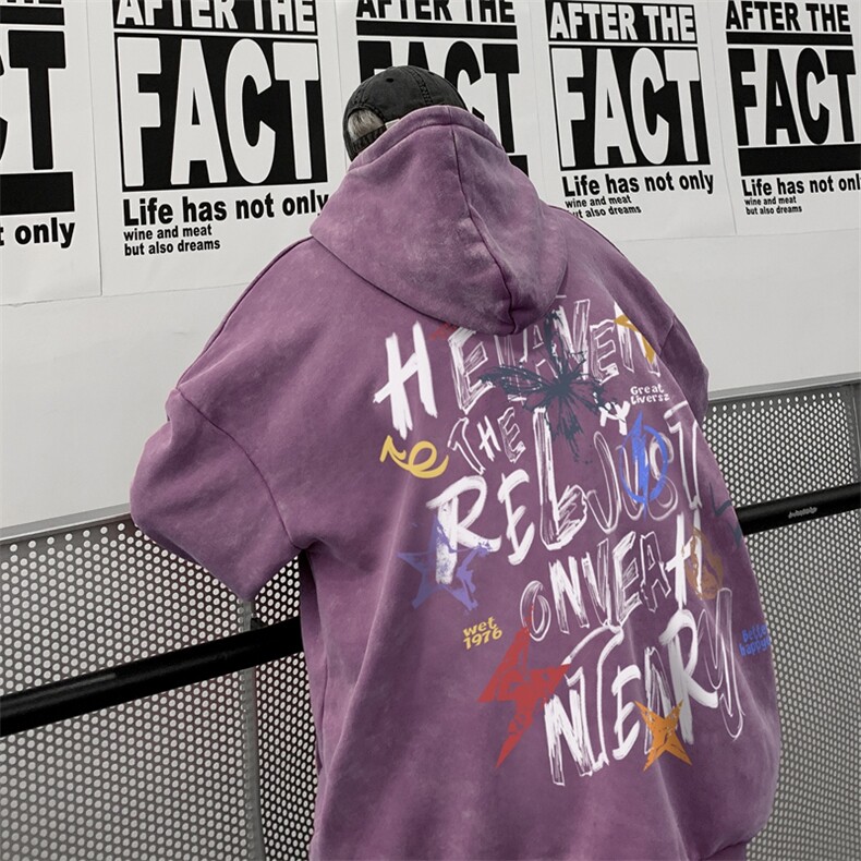 新图爆秋冬重磅水洗连帽卫衣美式大码男衣服XZ517A-3-WL3604-P68，男装卫衣，星座517A-3