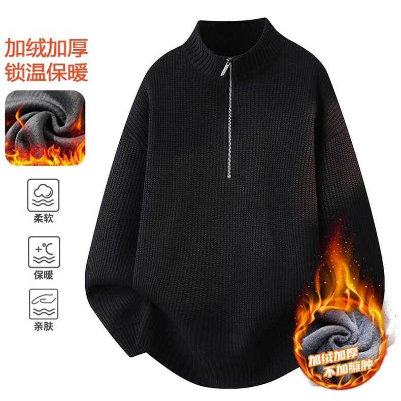 半拉链针织毛衣宽松休闲慵懒温柔纯色针织衫外套MZ1031-P60,男装针织衫/毛衣,星座412-3