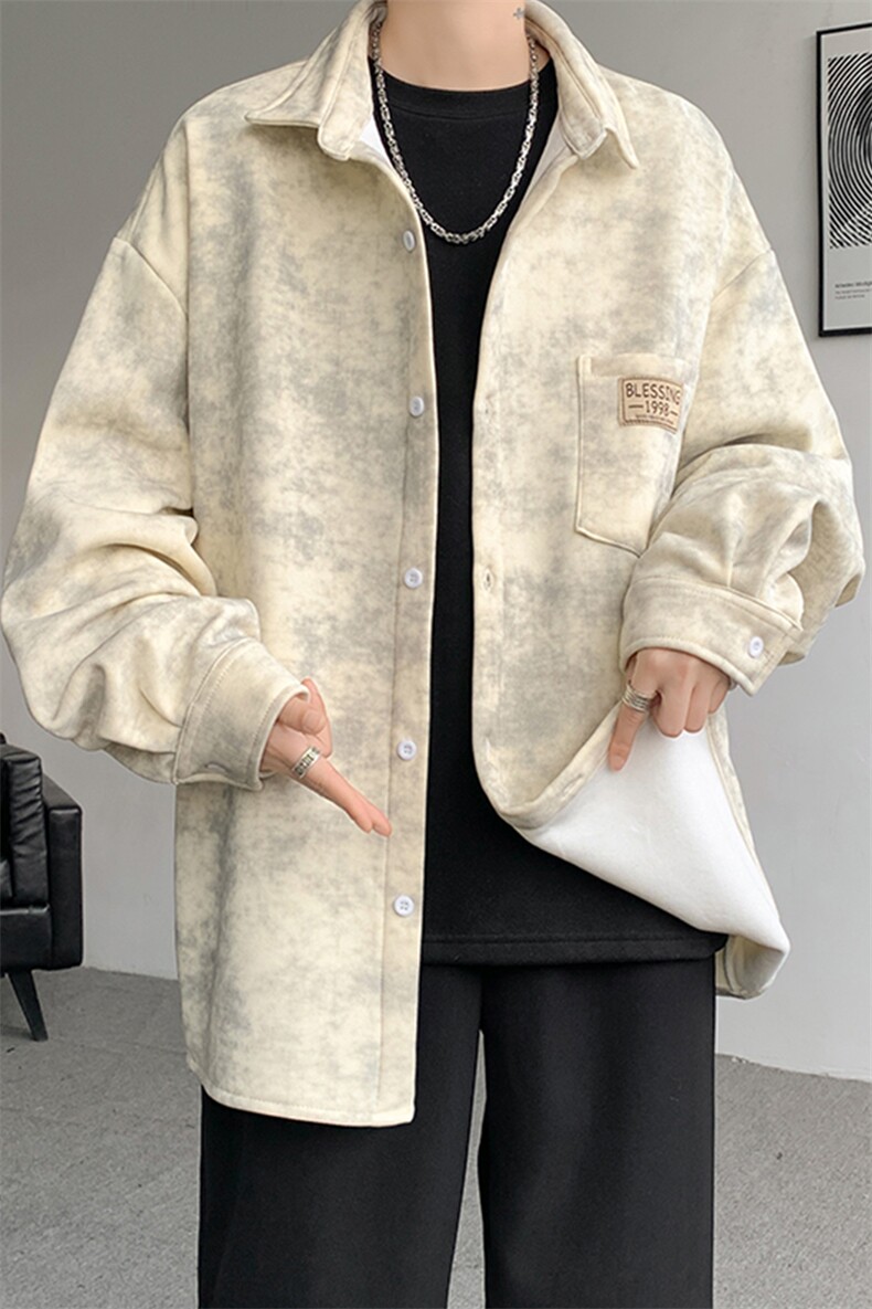 8XL-M秋冬款加绒加厚衬衫男做旧脏脏保暖外套大码衬衣CS29002P65,男装衬衫,电商B312