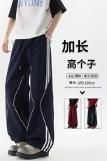 冰丝薄款条纹运动裤男夏加长高个子冲锋裤190cm115休闲裤KZ047P55，男装休闲裤，电商B312