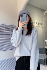 加绒圆领宽松舒适水洗不掉色保暖卫衣2024年秋季男女通用，女装卫衣/绒衫，佳绒高端店