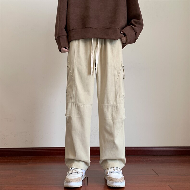 工装裤子男士秋季直筒宽松阔腿长裤潮牌美式运动休闲裤K0353-P60,男装休闲裤,星座308B-1