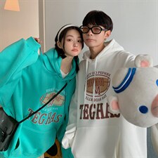 情侣装秋装简约印花宽松大码情侣卫衣女外套G956P48男类，女装短外套，电商A339