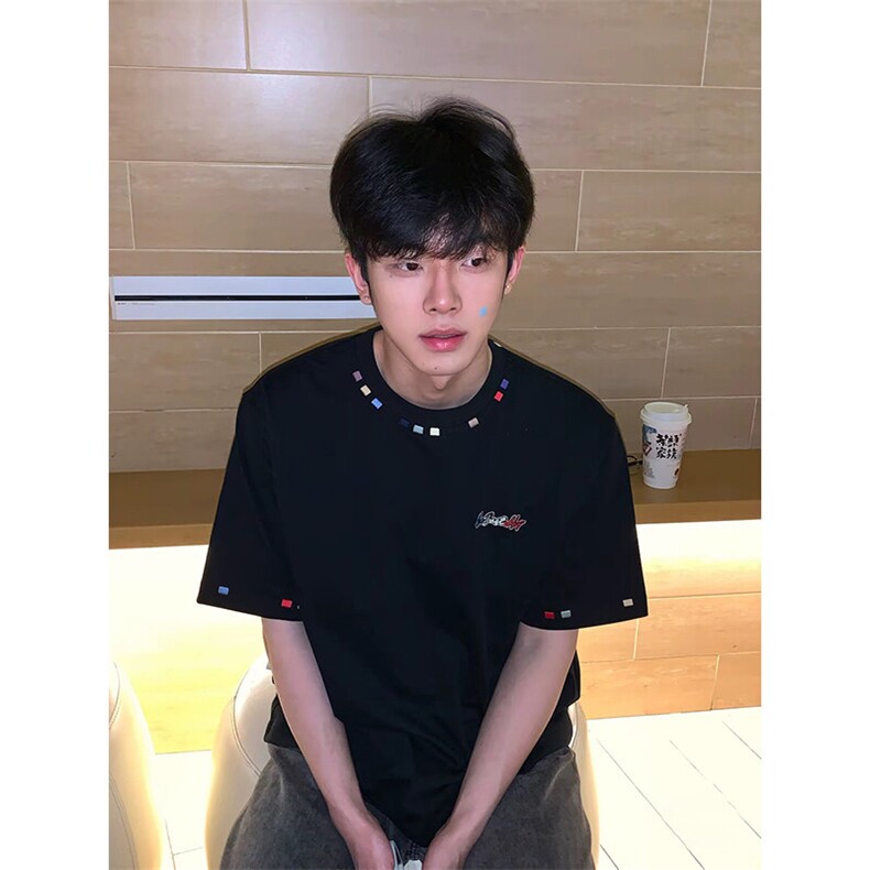 万针全刺绣工艺高品质260克双纱纯棉美式高街短袖T恤特P33,男装T恤,电商A486