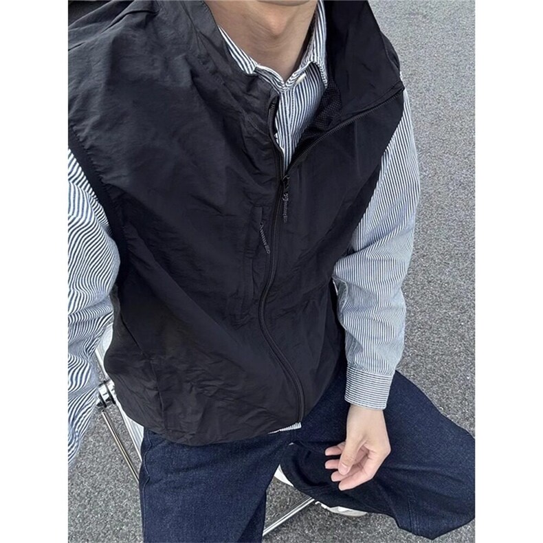 日系户外机能风马甲防水透气春季男简约百搭通勤潮流背心潮 W922图片