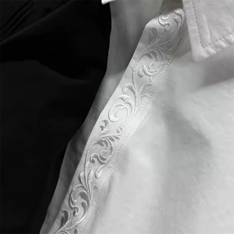 永生花刺绣宽松长袖衬衫版型超赞D328-C9919-P65,男装衬衫,电商D328
