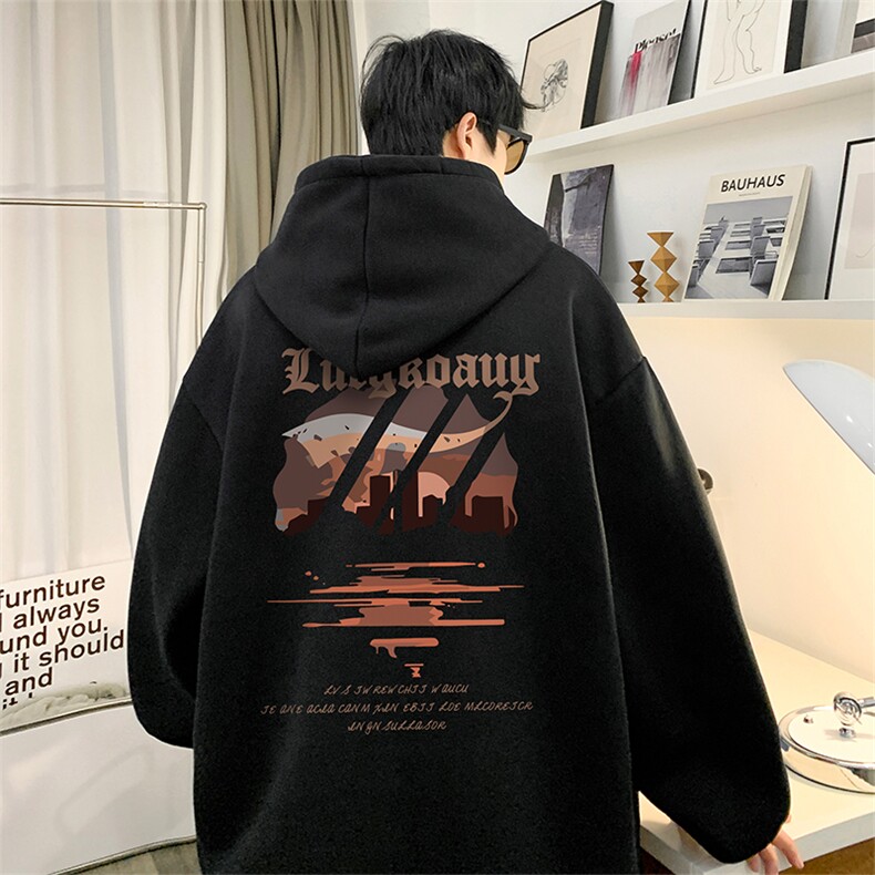 抖音得物供货可提供视频秋冬重磅美式宽松连帽卫衣DL2012,男装卫衣,电商A486