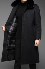 S8708冬季新款毛呢大衣男可拆卸羽绒内胆长款羊毛外套风衣P290，男装毛呢大衣，电商B360