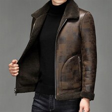 S1911冬季2021海宁男式羊毛皮草男修身颗粒绒夹克P230图片