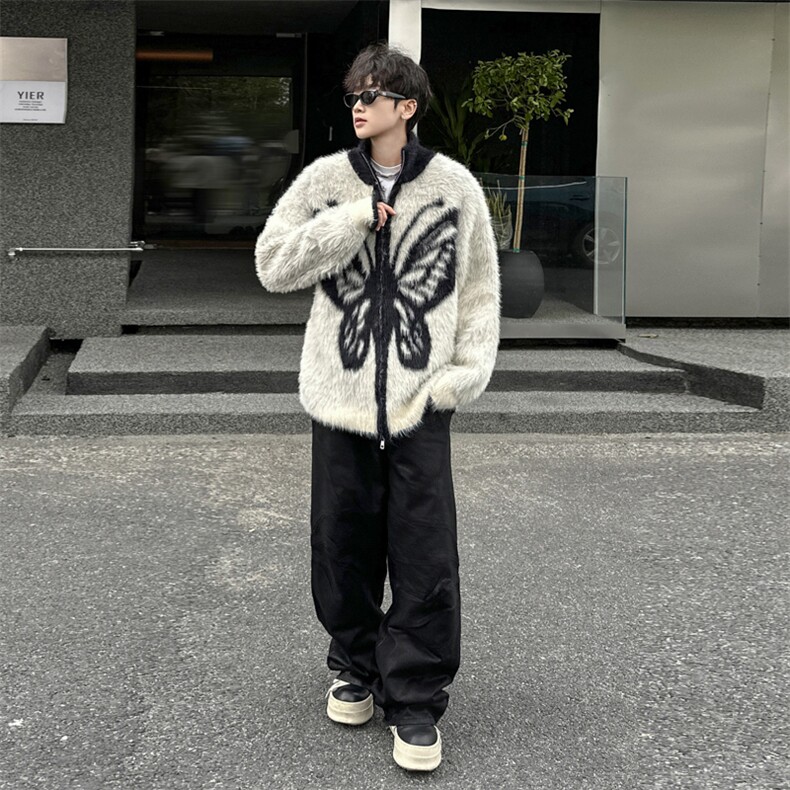 抖音品质美式复古高级感蝴蝶重磅毛衣男慵懒风针织开衫外套潮,男装针织衫/毛衣,星座410-7