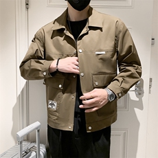社会小伙韩版潮流时尚潮流翻领上衣修身工装夹克JK085-P95控135，男装夹克，电商A413