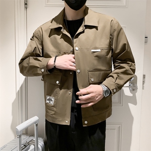 社会小伙韩版潮流时尚潮流翻领上衣修身工装夹克JK085-P95控135图片