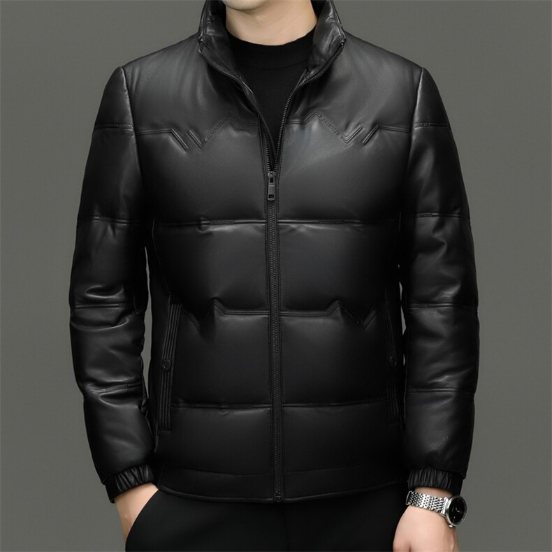 Z5302冬季海宁真皮皮衣男头层绵羊皮羽绒服鹅绒加绒加厚男士外套,男装皮衣,电商B360