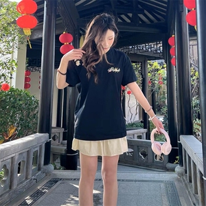 万针全刺绣工艺抖音得物高品质260克重磅纯棉双纱美式高街短袖T恤图片