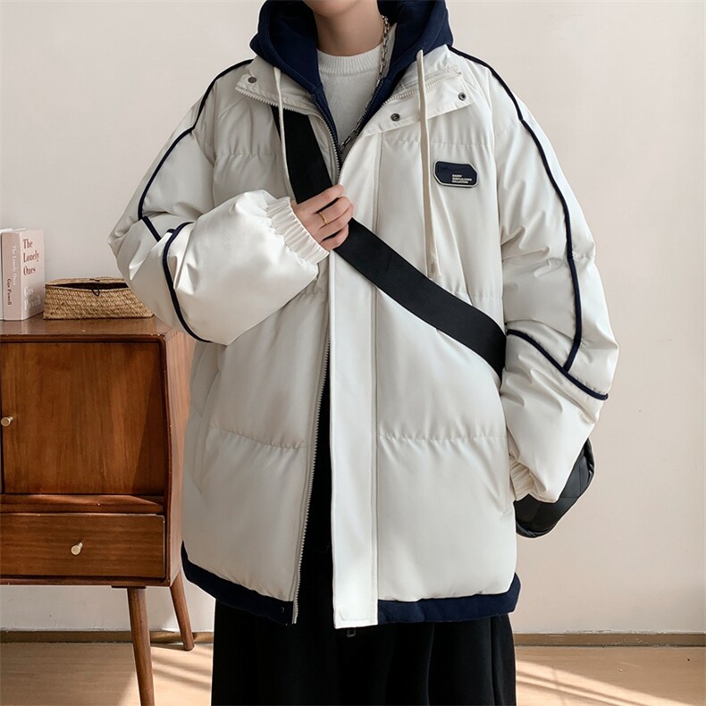 棉衣男冬季新款港风宽松连帽假两件棉服MD8888-P90（抖音不要上架图片