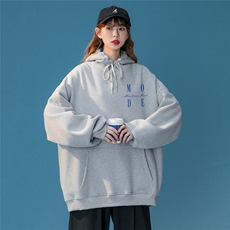 中性风2026秋季新款简约印花连帽情侣卫衣外套W266-P35控58，女装短外套，A247A