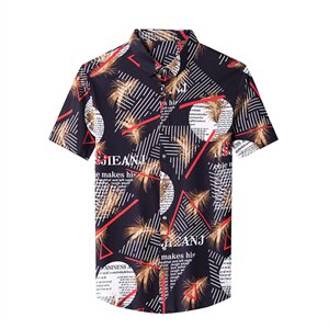 时尚条纹丝光棉短袖衬衫男薄款翻领上衣夏季中年男士潮流时尚衬衣图片