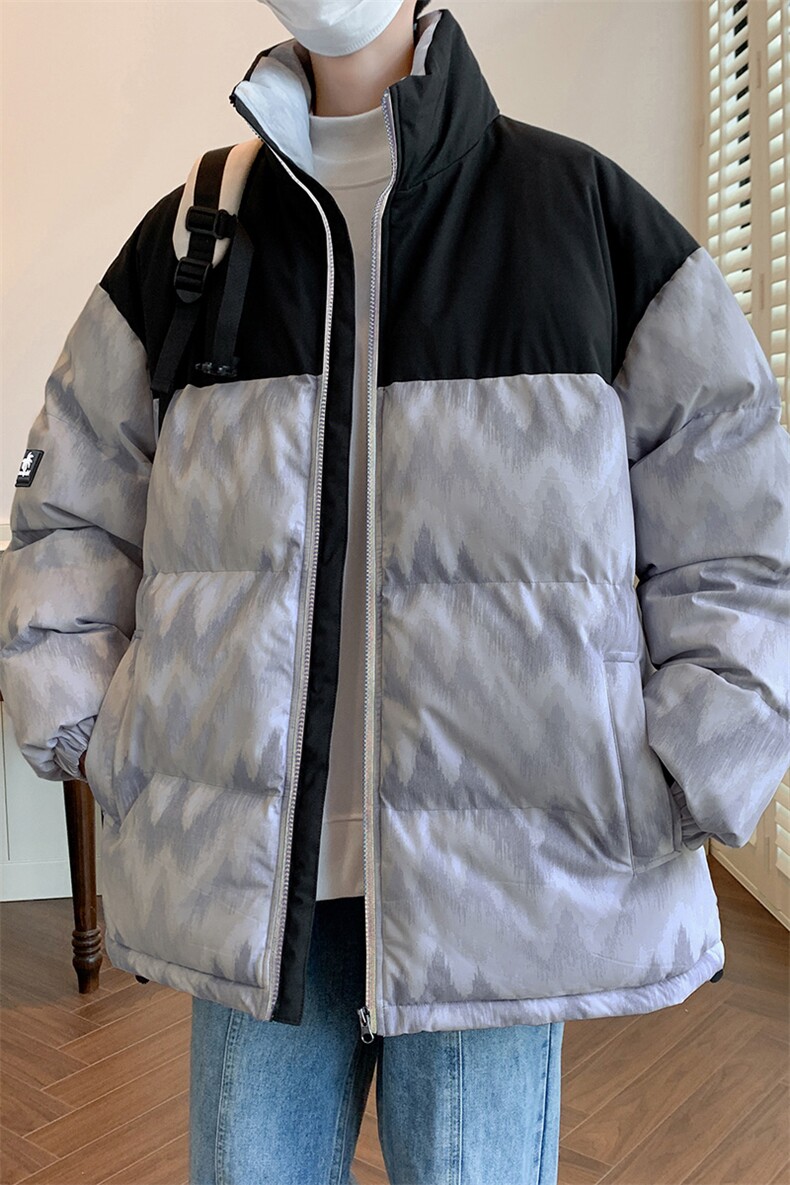 秋冬2024新款立领加厚拼接印花棉衣外套A436-5902-P98控价138,男装棉衣,电商A436
